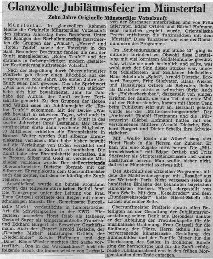Historische Aufnahme aus den Wachstumsjahren der Zunft